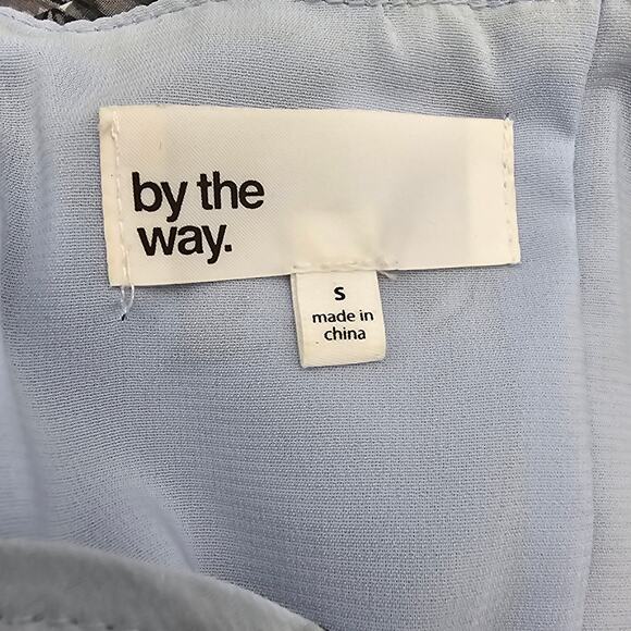 Revolve By The Way Womans size S Tie Shoulder Floral Mini Dress Blue Side Slit - Picture 6 of 8